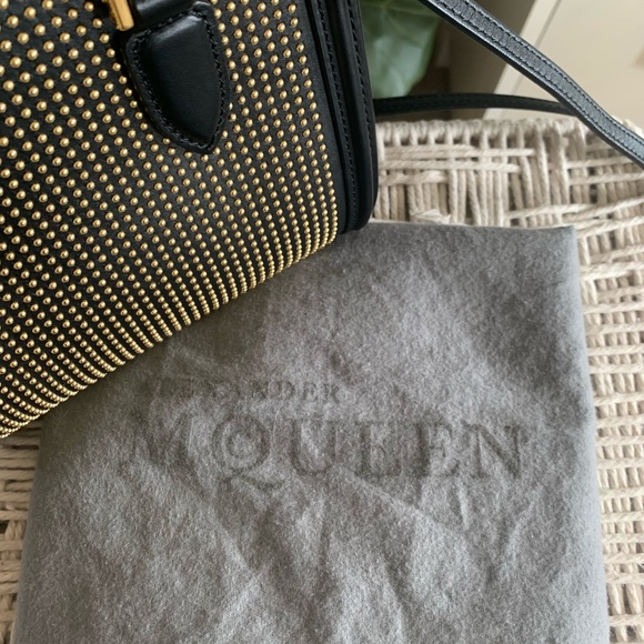 Alexander McQueen Leather Mini Heroine Black Gold Studded Tote - Picture 8 of 16